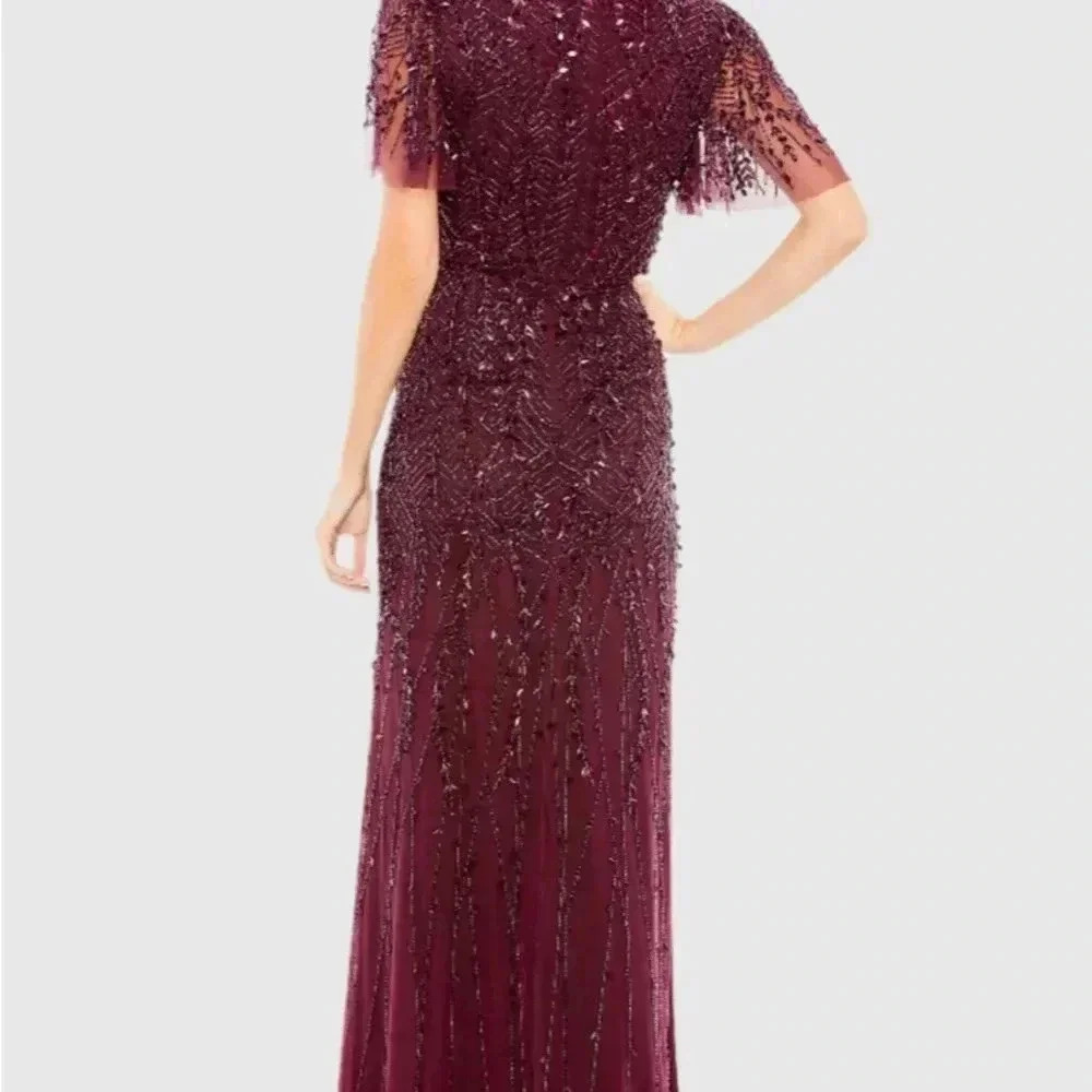 MAC DUGGAL Embellished Flutter Sleeve Gown NWT Style 35109 - Picture 3 of 6